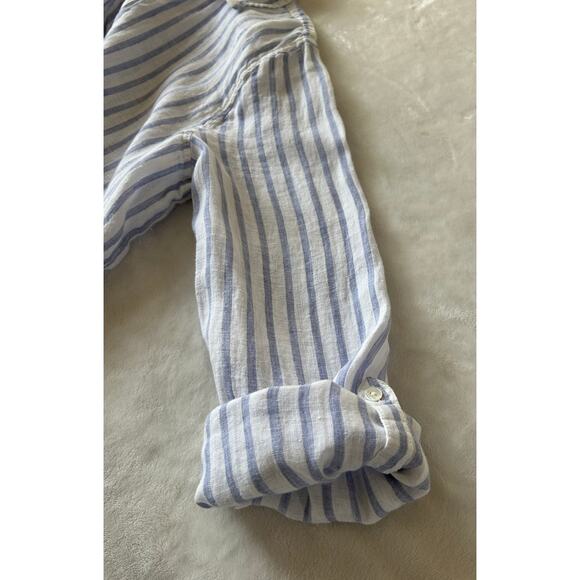 Isaac Mizrahi NY Shirt Women's Button Front Sz. XL Striped Blue/White 100% Linen - Picture 6 of 8